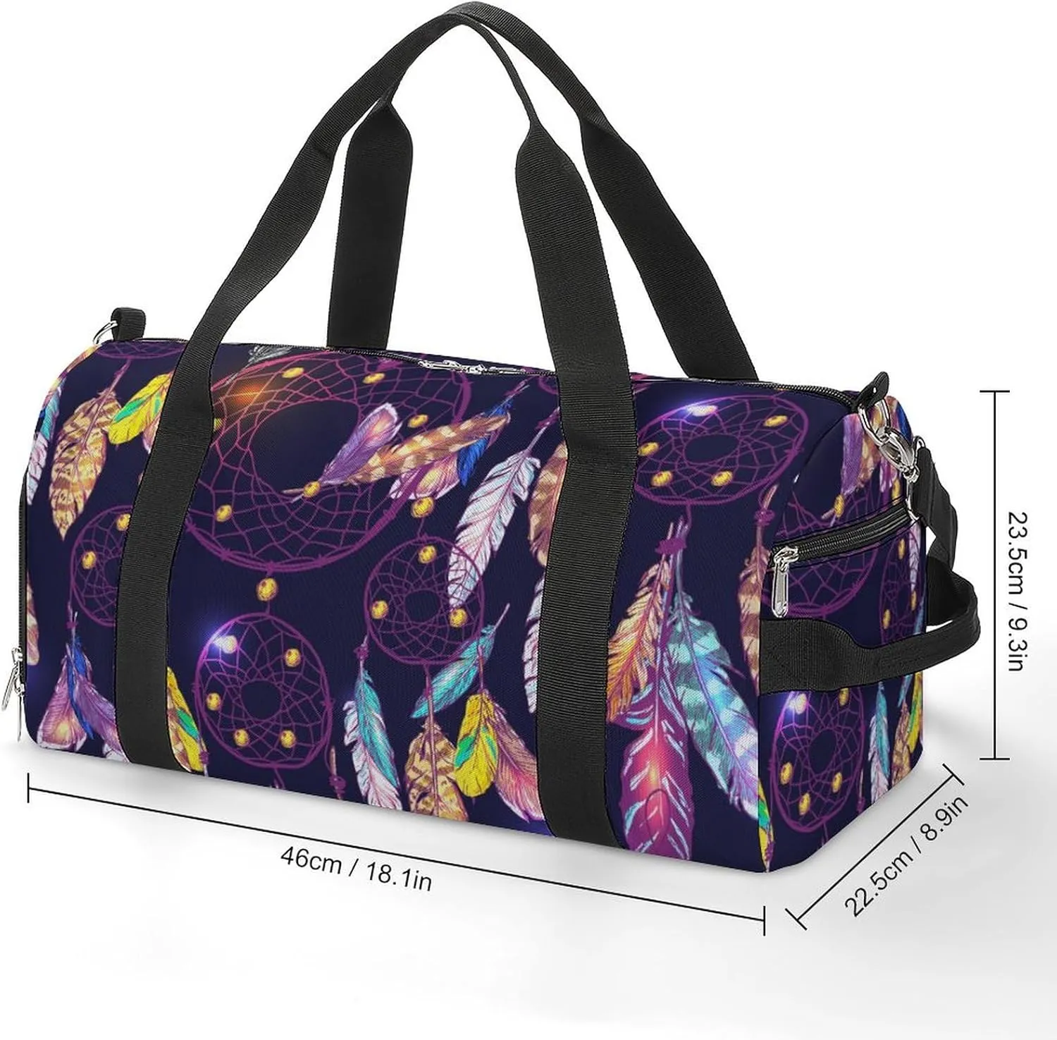 Gym Duffel Bag with Shoe Compartment Wet Pocket, Dreamcatcher Cartoon Travel Bag for Men Women