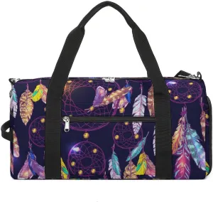 Gym Duffel Bag with Shoe Compartment Wet Pocket, Dreamcatcher Cartoon Travel Bag for Men Women
