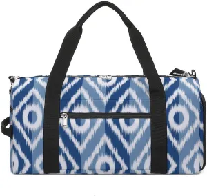 Gym Duffel Bag with Shoe Compartment Wet Pocket, Ethnic Ikat Geometric Travel Bag for Men Women