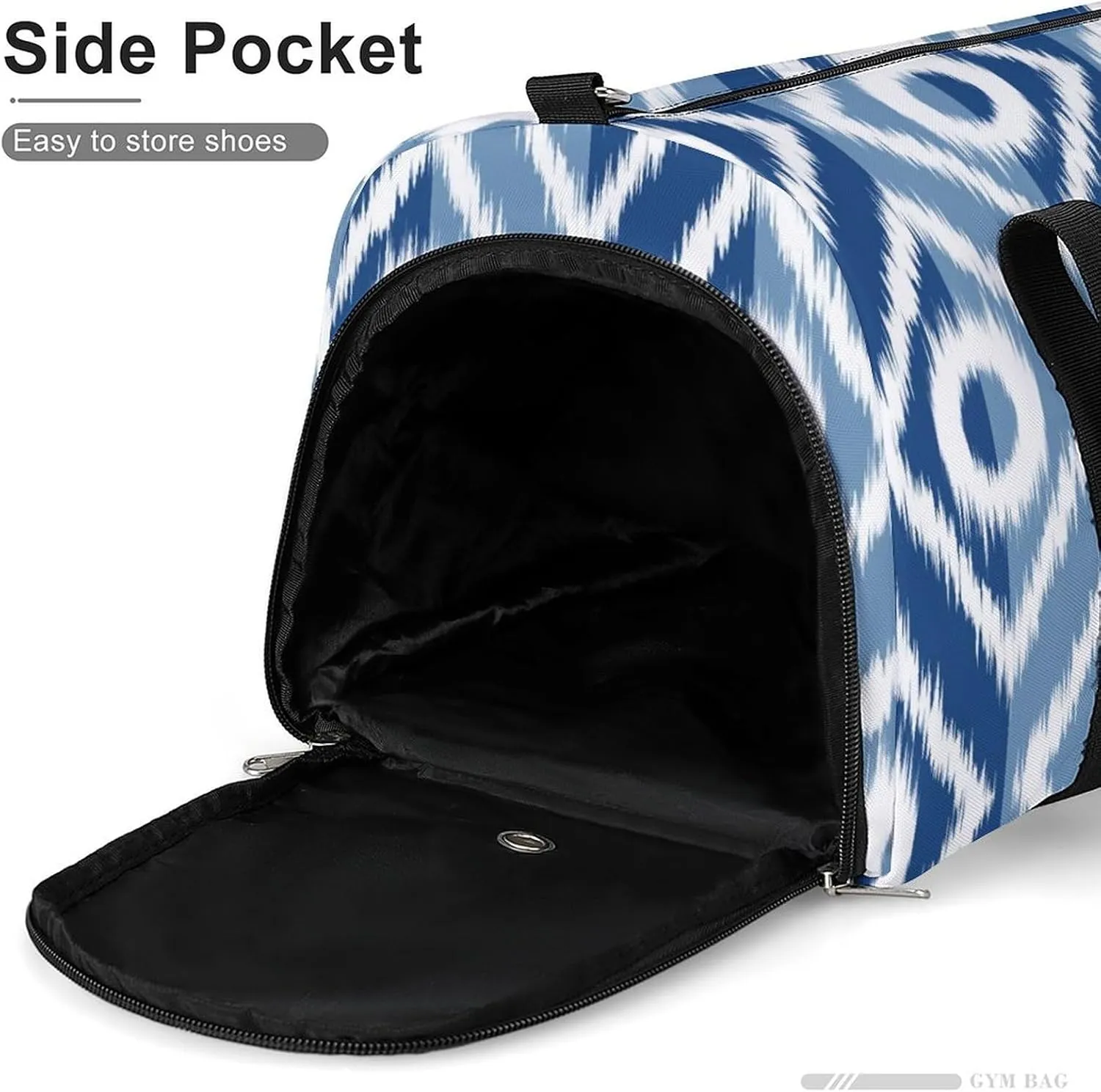 Gym Duffel Bag with Shoe Compartment Wet Pocket, Ethnic Ikat Geometric Travel Bag for Men Women