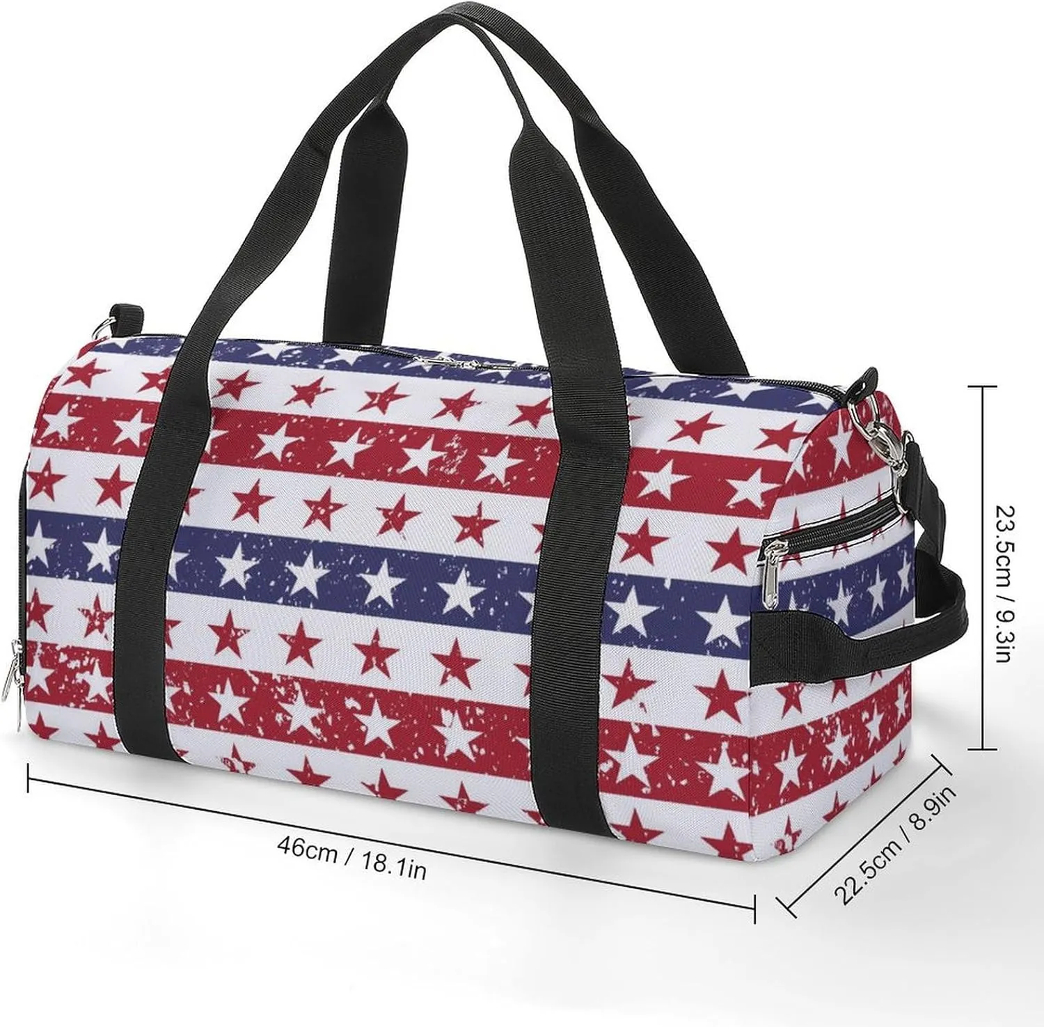 Gym Duffel Bag with Shoe Compartment Wet Pocket, Patriotic Usa Pattern Travel Bag for Men Women
