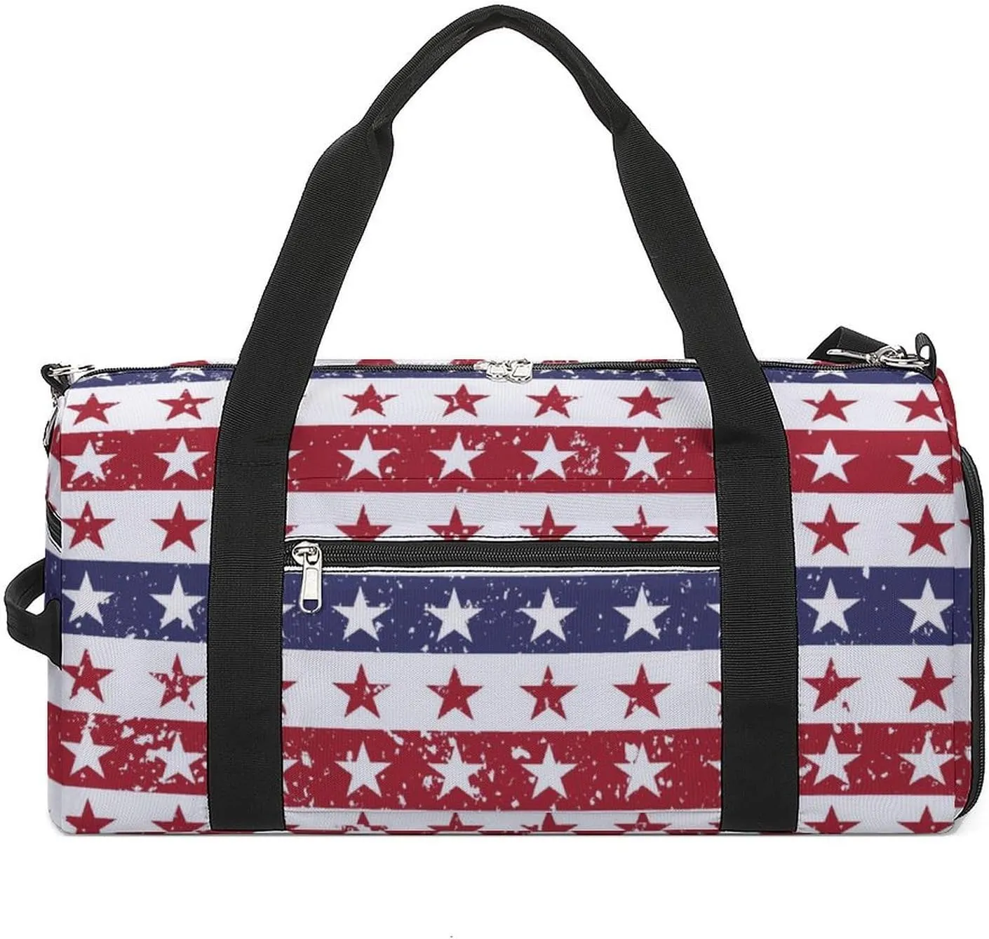 Gym Duffel Bag with Shoe Compartment Wet Pocket, Patriotic Usa Pattern Travel Bag for Men Women