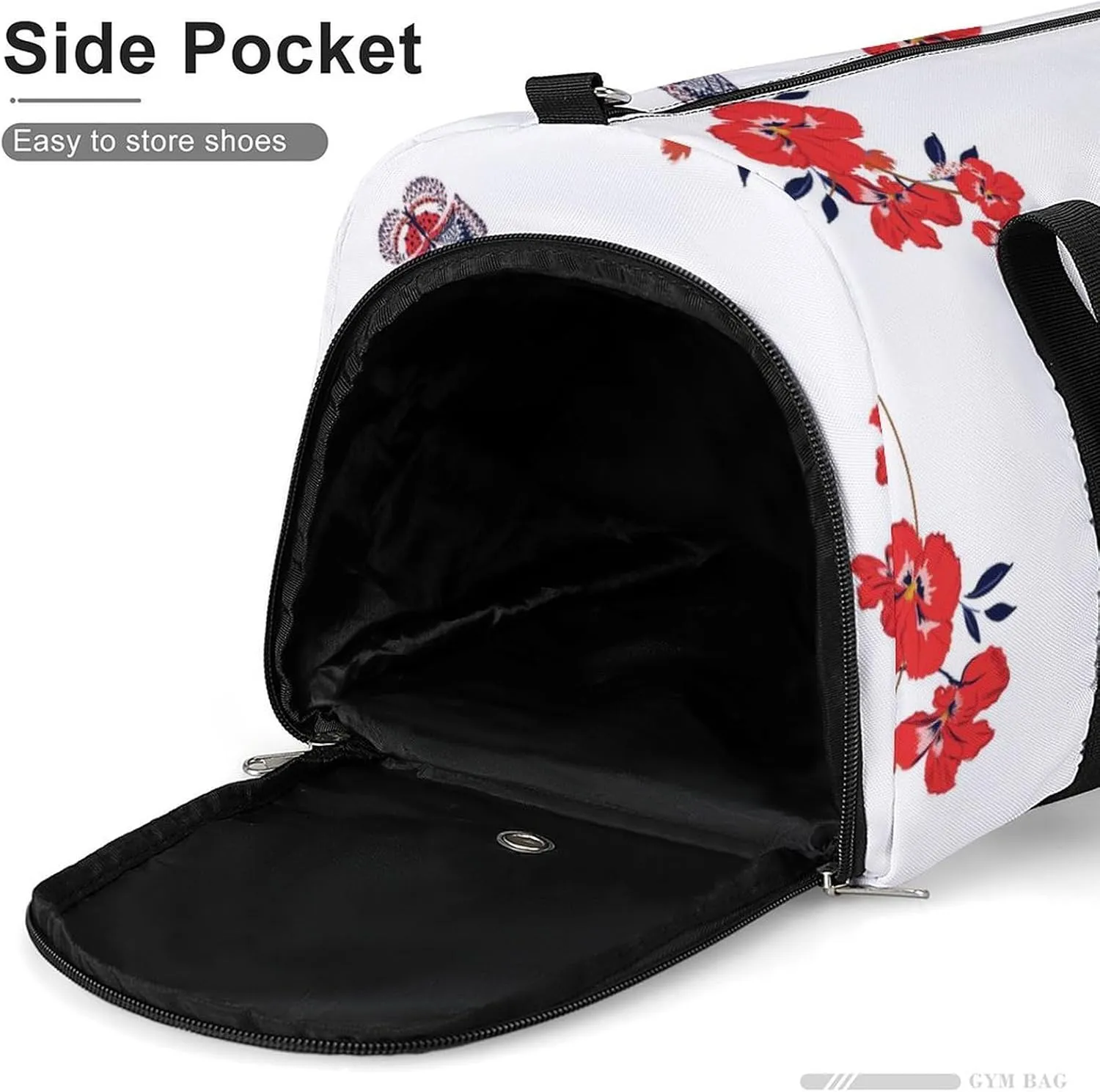 Gym Duffel Bag with Shoe Compartment Wet Pocket, Red Pansy Flowers Travel Bag for Men Women