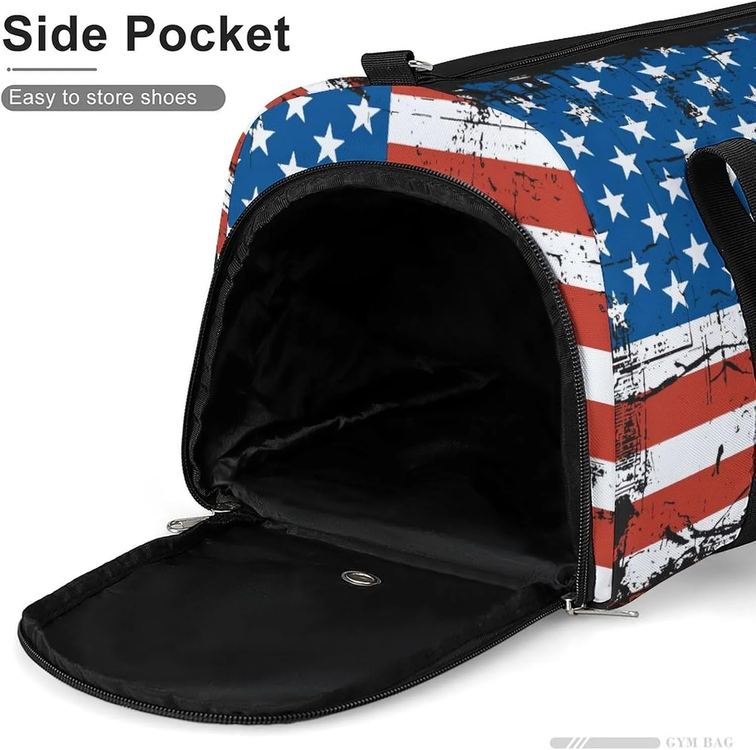 Gym Duffel Bag with Shoe Compartment Wet Pocket, Usa Grunge Flag Travel Bag for Men Women, style-4