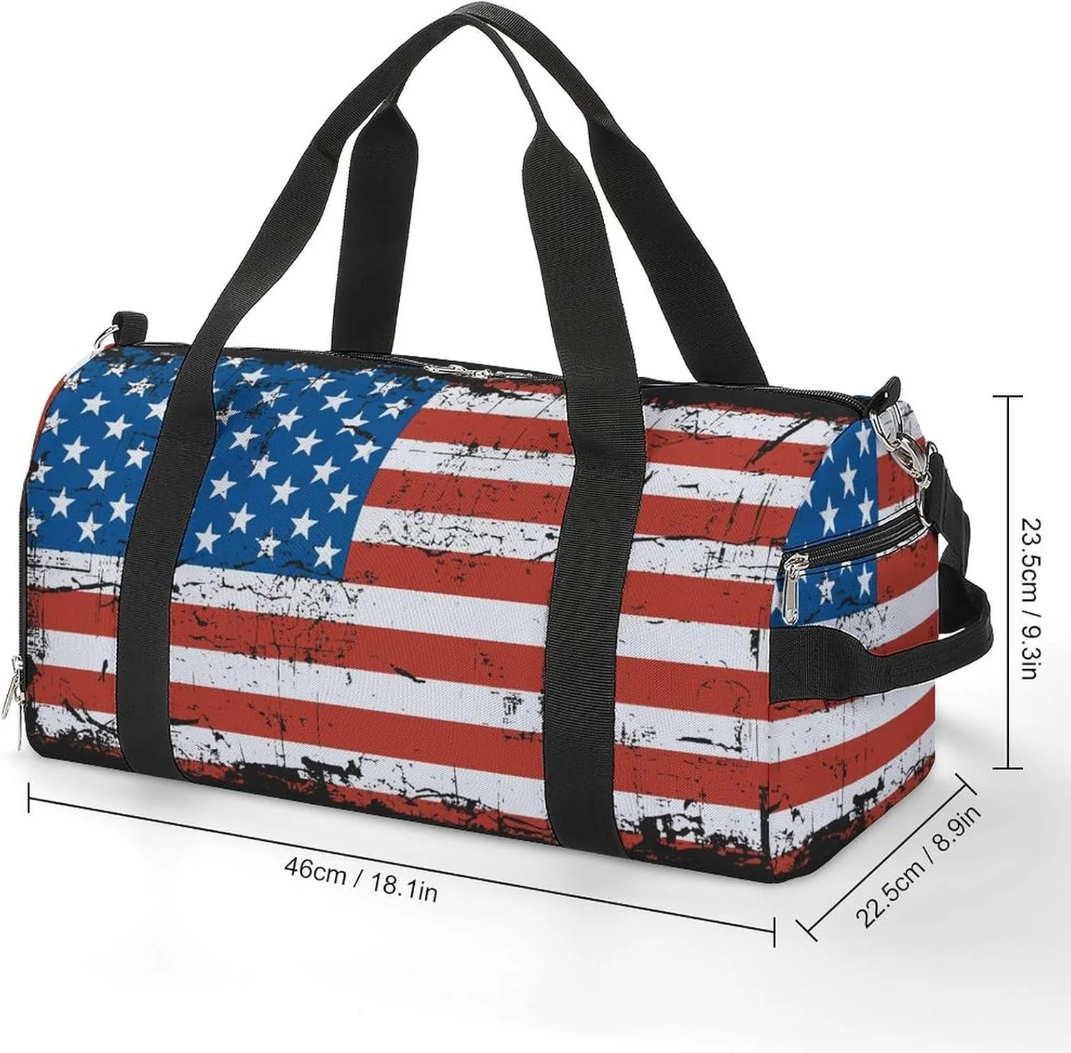 Gym Duffel Bag with Shoe Compartment Wet Pocket, Usa Grunge Flag Travel Bag for Men Women, style-4