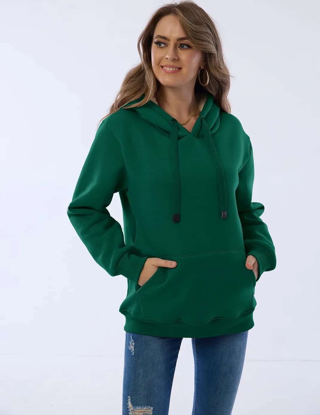 Haellun Womens Casual Winter Warm Fleece Sherpa Lined Pullover Hooded Sweatshirt