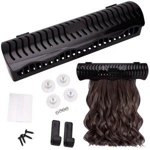 Hair Extension Holder Hair Extension Style Caddy Designed to Hold Clip-Ins, Tape-In’s, Micro Bundles and Sew-In Wefts While You Color, Wash, Style, Pack and Store (Black)