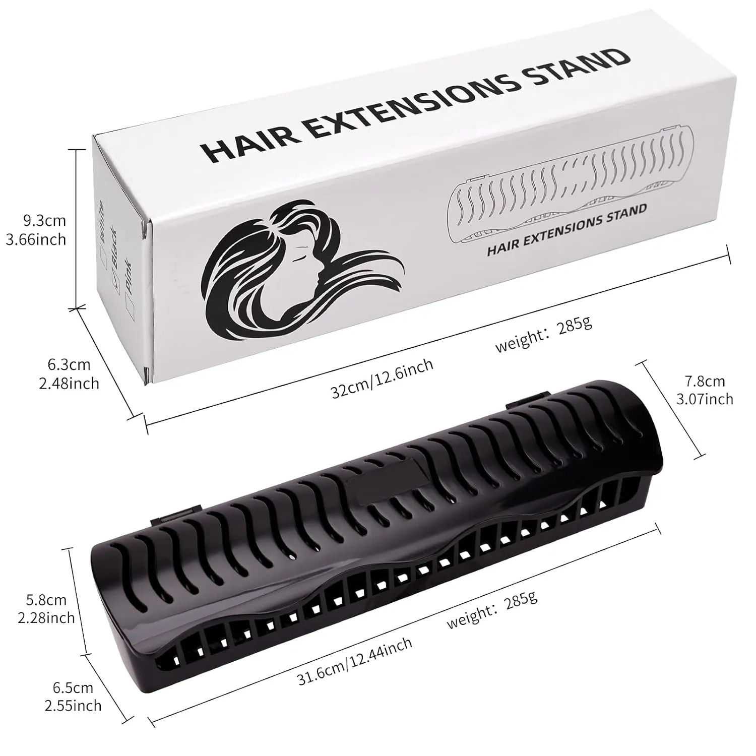 Hair Extension Holder Hair Extension Style Caddy Designed to Hold Clip-Ins, Tape-In’s, Micro Bundles and Sew-In Wefts While You Color, Wash, Style, Pack and Store (Black)