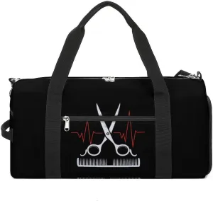 Hairstylists Heartbeat Sports Gym Bag for Men Women Travel Duffel Bag with Shoulder Strap