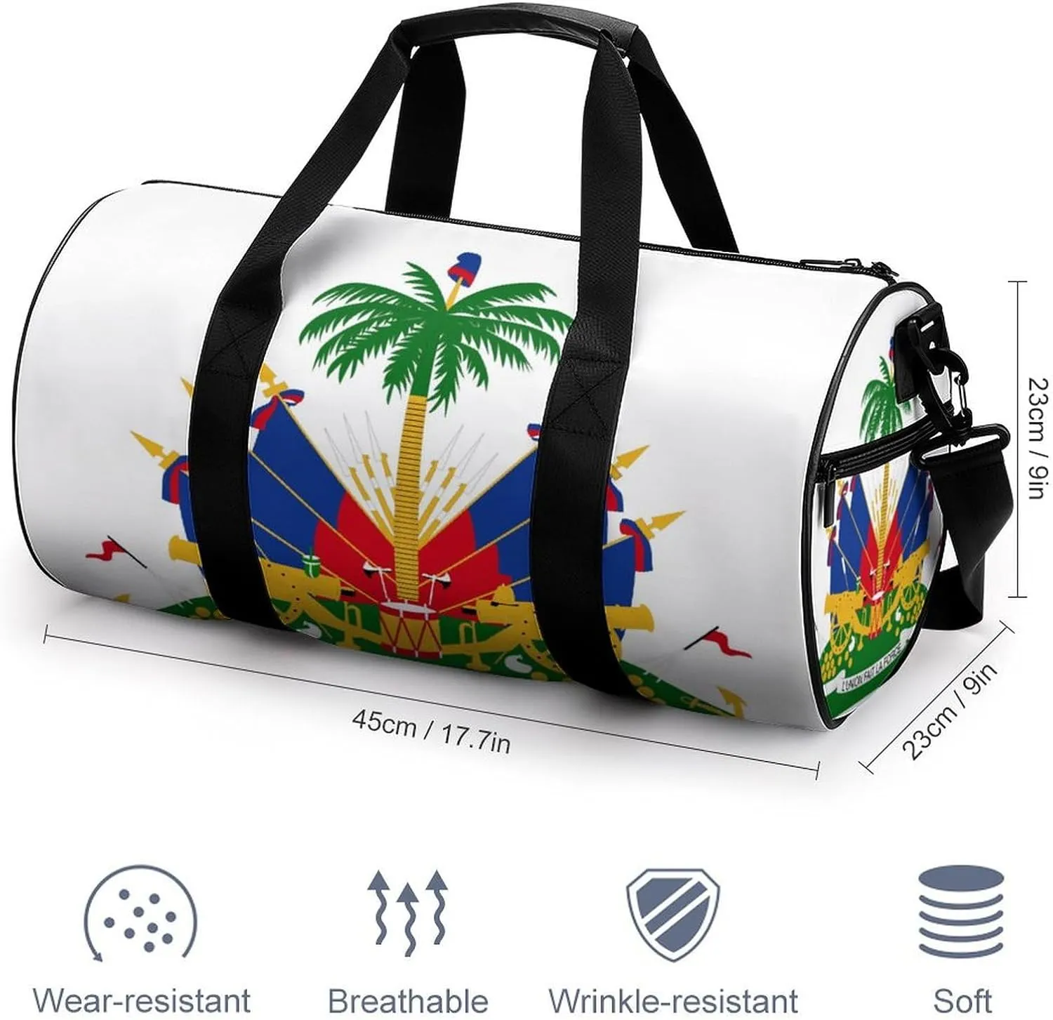 Haiti-Flag Waterproof Gym Duffel for Men Women Sports Travel Tote Bag