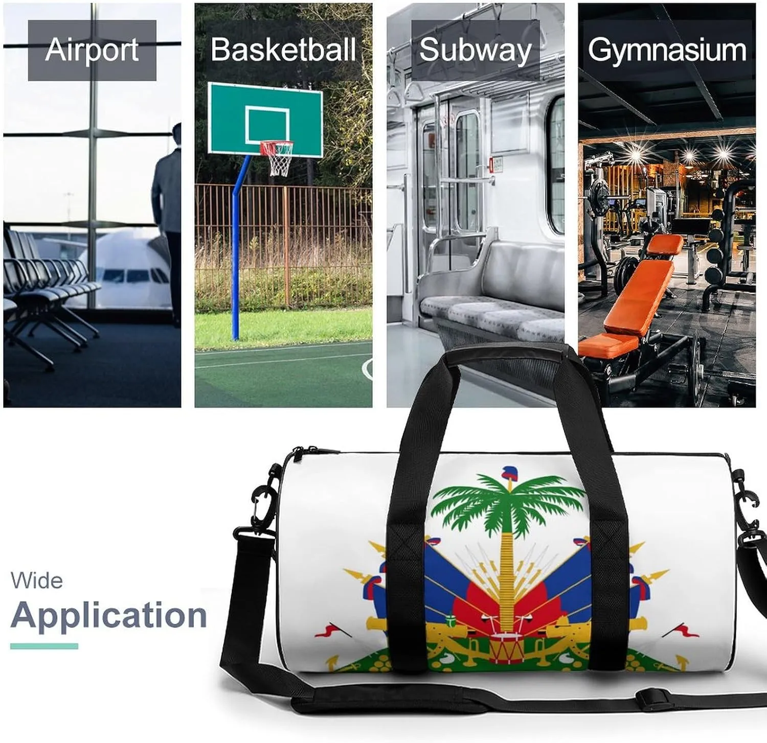 Haiti-Flag Waterproof Gym Duffel for Men Women Sports Travel Tote Bag