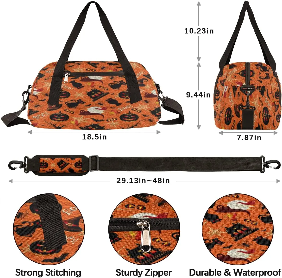 Halloween Pattern Kids Duffel Bag for Girls Boys Teens, Halloween Oil Painting Dance Bag Overnight Small Duffel Bag Carry On Weekend Sports Gym Travel Bag for School Practice Gymnastics Ballet