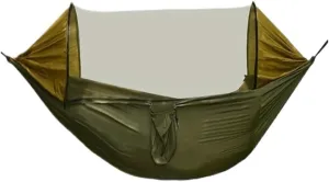Hammocks Automatic Quick-Opening Portable Mosquito Net Nylon Hammock Nylon Cloth Strut Outdoor Anti-Mosquito Hammock Camping Hammocks(Green)