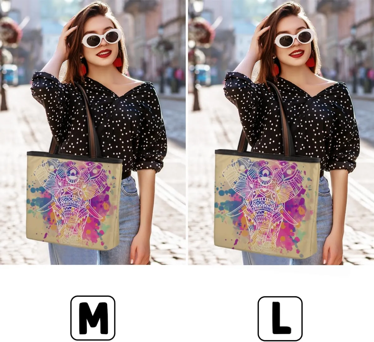 Hand-drawn Elephant Animal Tote Bag Tote Purse for Women with Zipper Womens Handbags for Work Travel