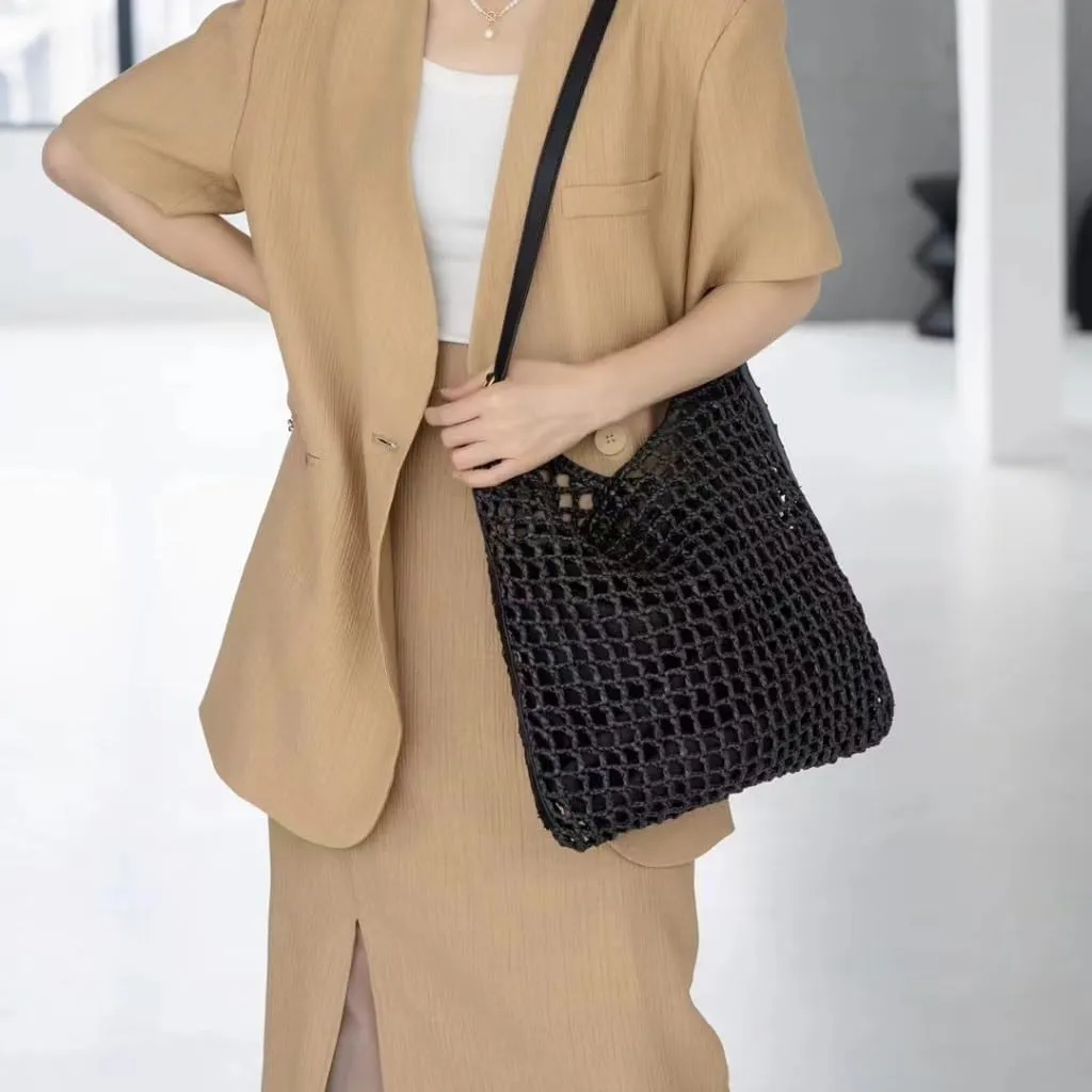 Handbag 2024 New Versatile One-Shoulder Seaside Vacation Beach Bag Woven Straw Commuter Tote Bag Straw Bags(K)