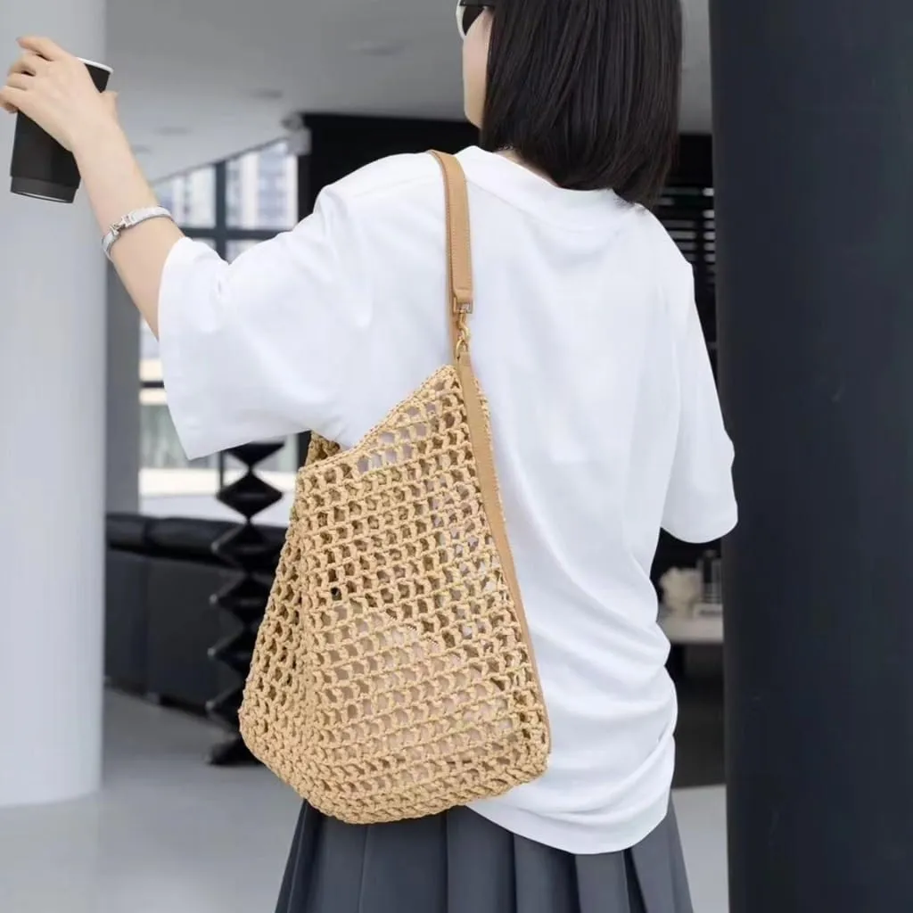 Handbag 2024 New Versatile One-Shoulder Seaside Vacation Beach Bag Woven Straw Commuter Tote Bag Straw Bags(K)