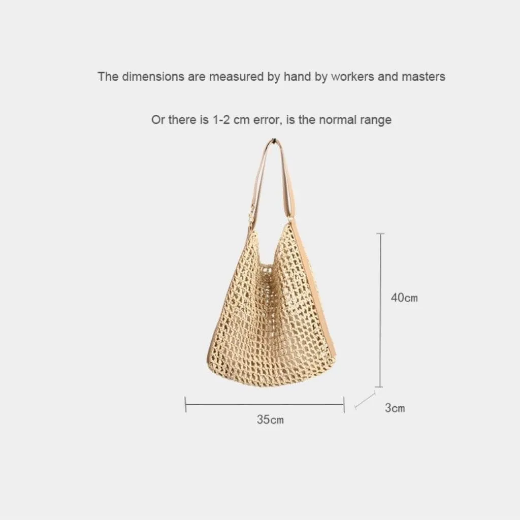 Handbag 2024 New Versatile One-Shoulder Seaside Vacation Beach Bag Woven Straw Commuter Tote Bag Straw Bags(K)