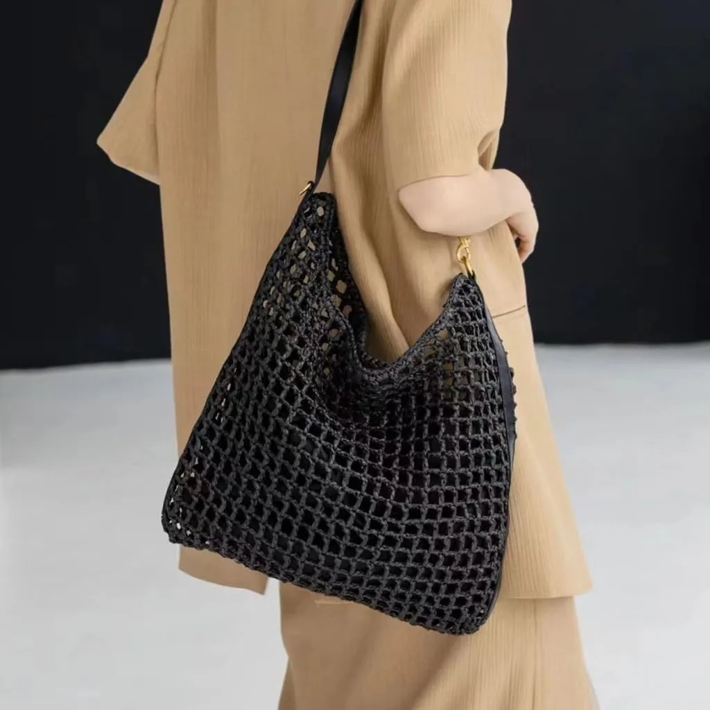 Handbag 2024 New Versatile One-Shoulder Seaside Vacation Beach Bag Woven Straw Commuter Tote Bag Straw Bags(K)