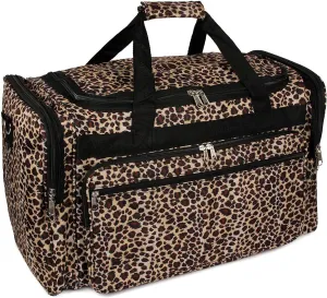 Handbag Inc Leopard Canvas Lightweight Animal Print 19" Duffel Bag with Shoulder Strap Black