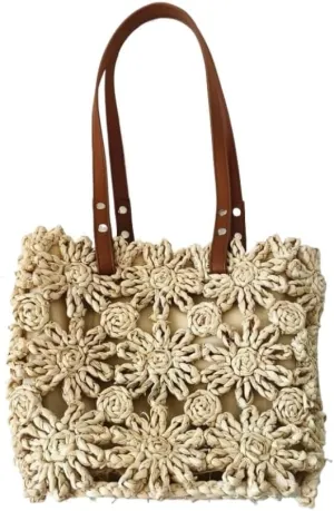 Handbag New Hand-woven Straw Bag Hollow Bucket Bag Corn Husk Braid Sewn Handbag In Stock Straw Bags