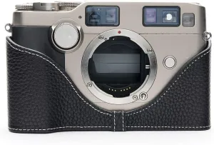 Handmade Genuine Real Leather Half Camera Case Bag Cover for Contax G2 Black Color