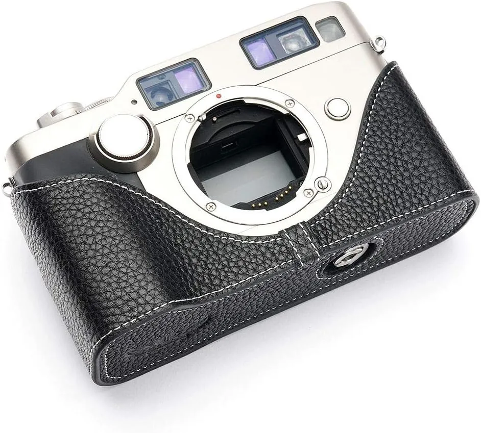 Handmade Genuine Real Leather Half Camera Case Bag Cover for Contax G2 Black Color