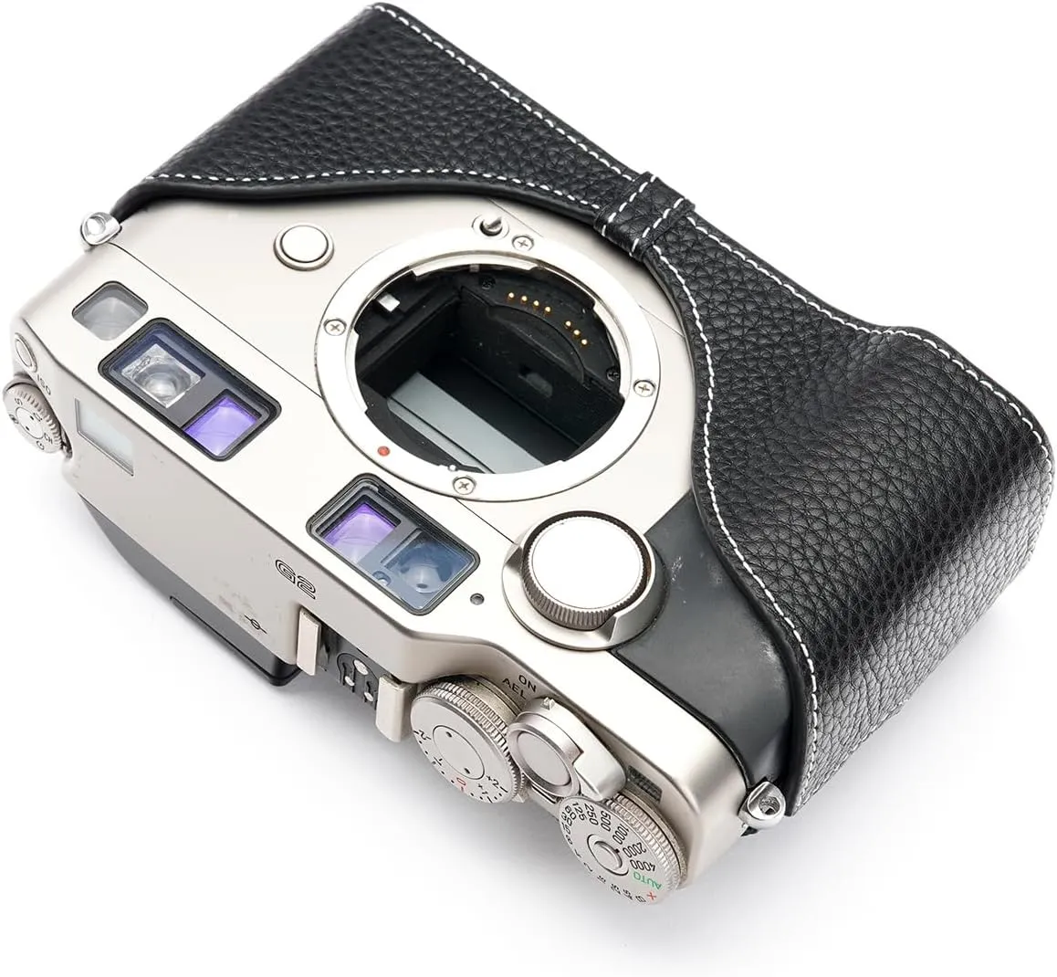 Handmade Genuine Real Leather Half Camera Case Bag Cover for Contax G2 Black Color