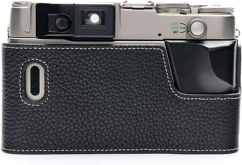 Handmade Genuine Real Leather Half Camera Case Bag Cover for Contax G2 Black Color