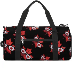 Happy Canada Day Funny Maple Leaf Sports Gym Bag for Men Women Travel Duffel Bag with Shoulder Strap