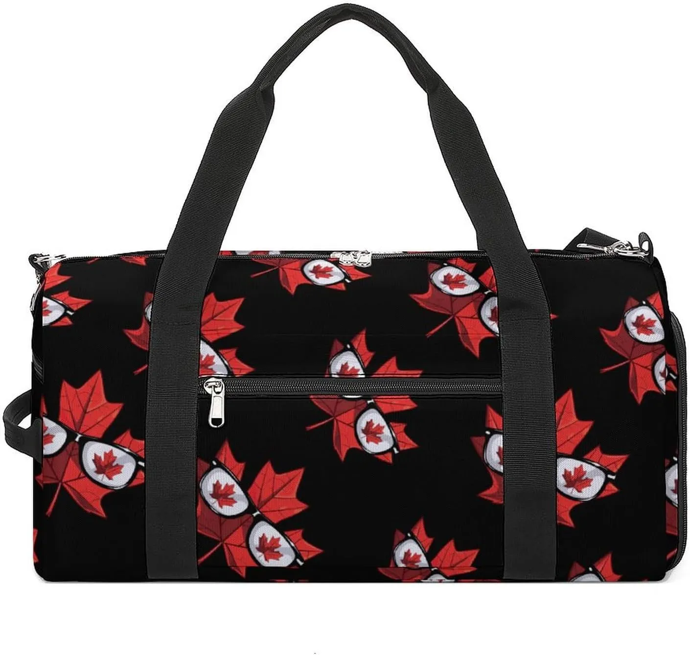 Happy Canada Day Funny Maple Leaf Sports Gym Bag for Men Women Travel Duffel Bag with Shoulder Strap