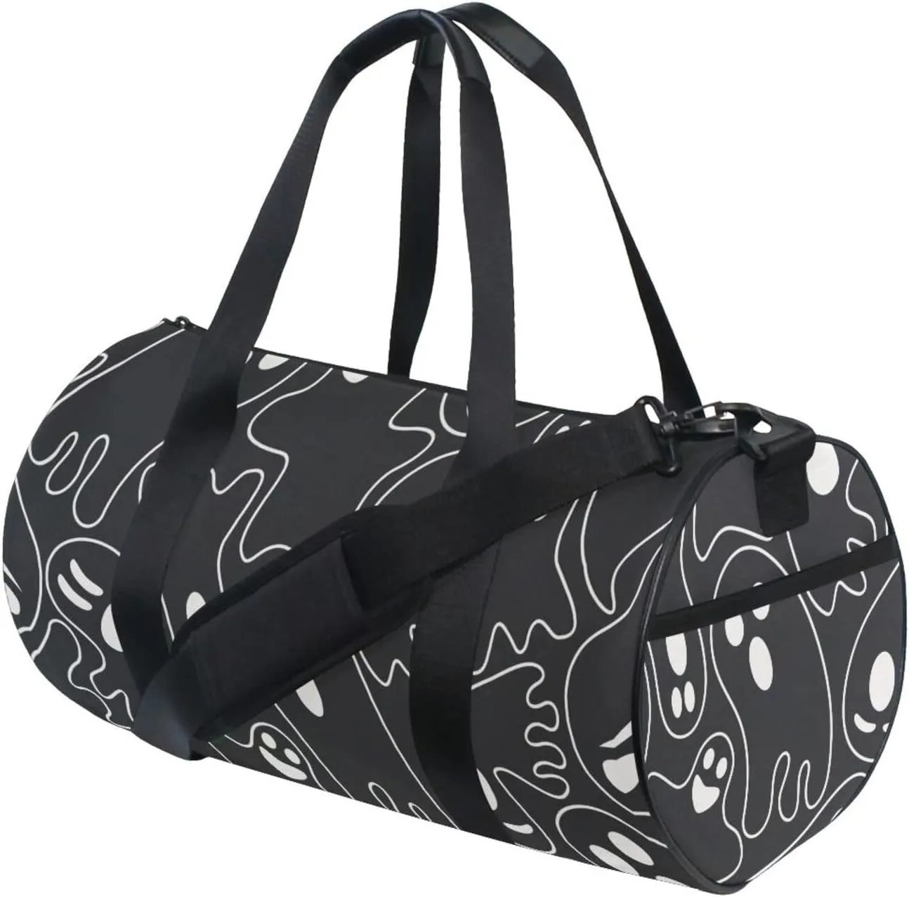 Happy Halloween Ghost Black Travel Duffel Bag for Women and Men, Sport Gym Tote Bags Swimming Yoga,Waterproof Weekend Overnight Bag Carry on Bag Hospital Holdalls
