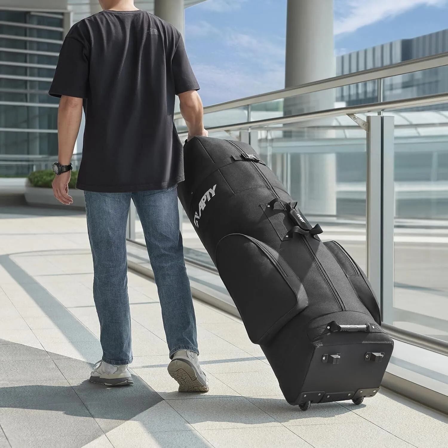 Hard Case Golf Club Travel Bag with Wheels Luggage Lock Cover Airline Waterproof