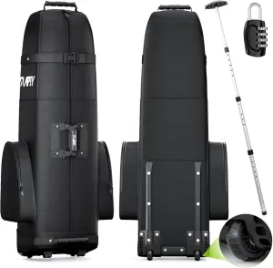 Hard Case Golf Club Travel Bag with Wheels Luggage Lock Cover Airline Waterproof
