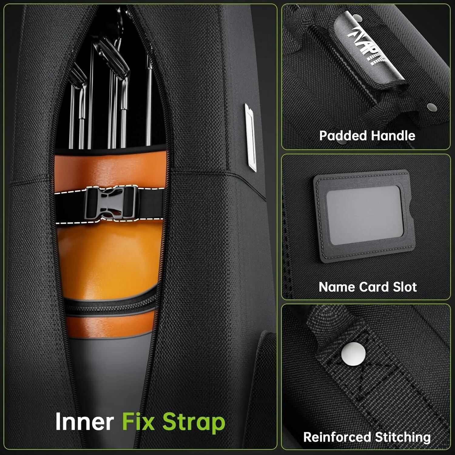 Hard Case Golf Club Travel Bag with Wheels Luggage Lock Cover Airline Waterproof