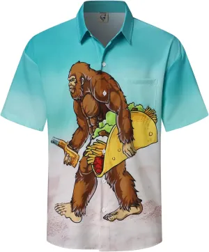 Hardaddy Men's Hawaiian Shirt Short Sleeve Funny Printed Casual Button Down Aloha Shirts