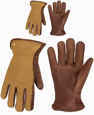 Heavy Duty leather work Gloves,Safety Cowhide Leather Garden Working Gloves for Men/Women,Driving,Yard work