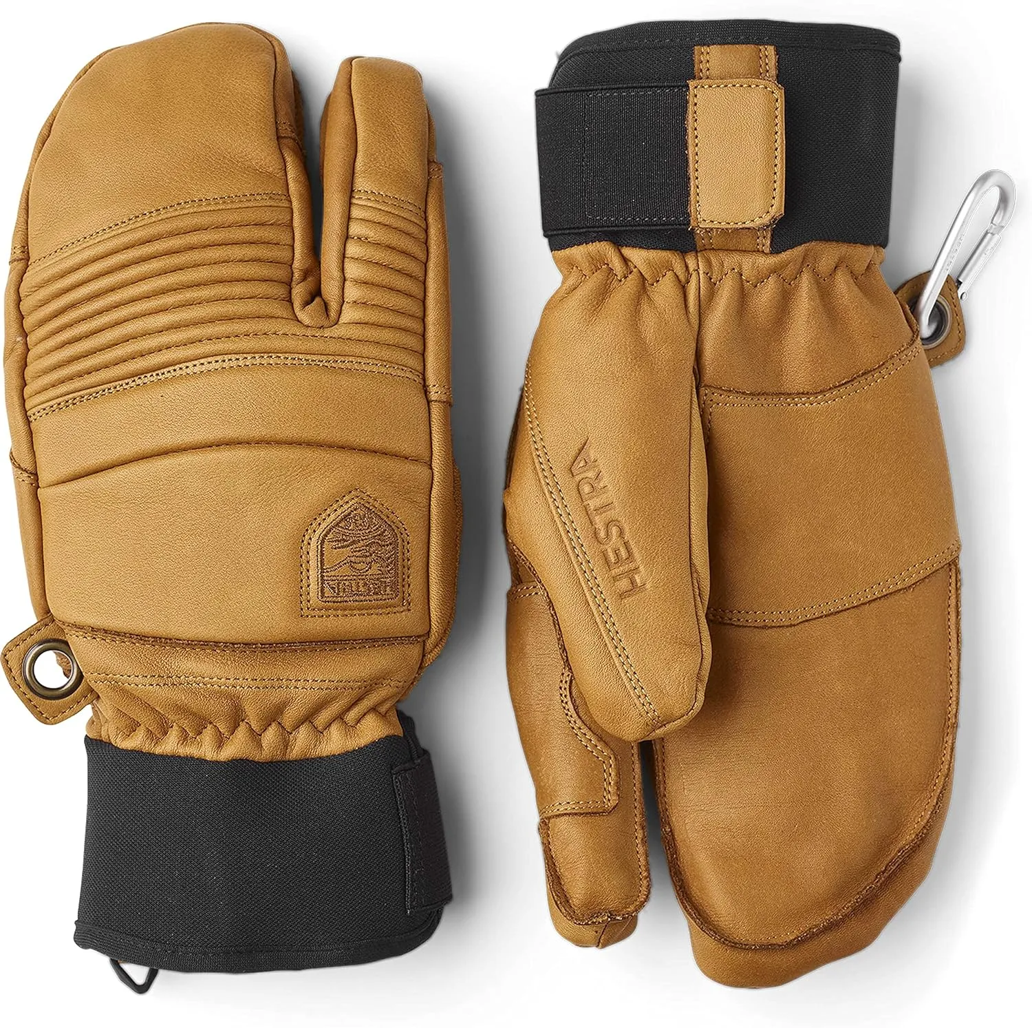 Hestra Mens Mens Ski Gloves: Fall Line Winter Cold Weather Leather 3-Finger Mittens