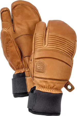 Hestra Mens Mens Ski Gloves: Fall Line Winter Cold Weather Leather 3-Finger Mittens
