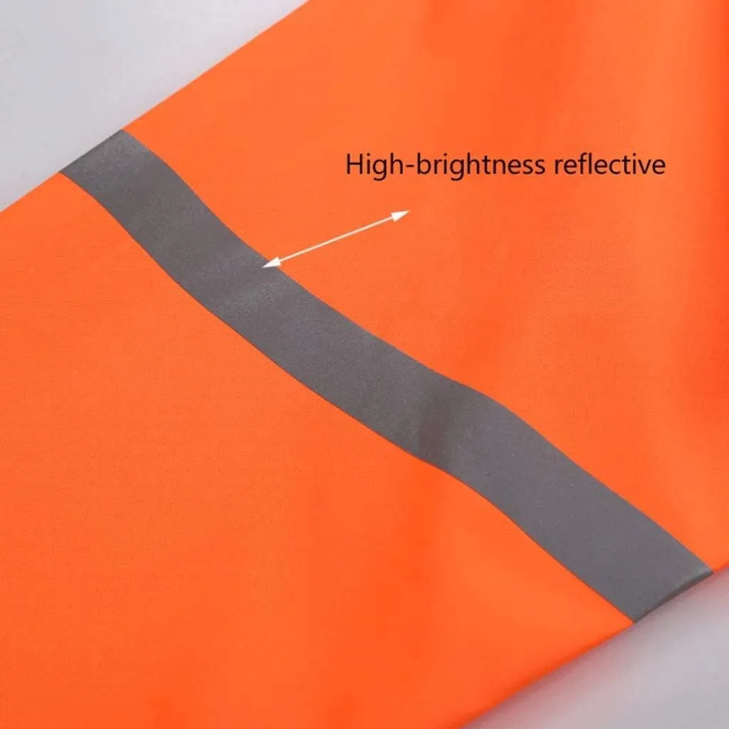 Hi Vis Vests, Orange Reflective Suit, Safety Jacket Waterproof High Visible Light Long Overalls Reflective Safety Vest