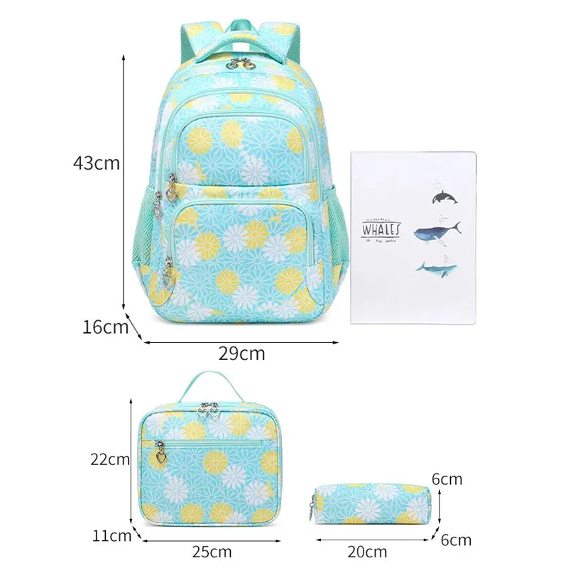 High Quality Bright Floral School Bag Set