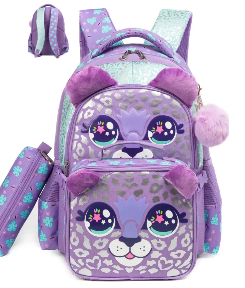 High Quality Leopard School Bag Set