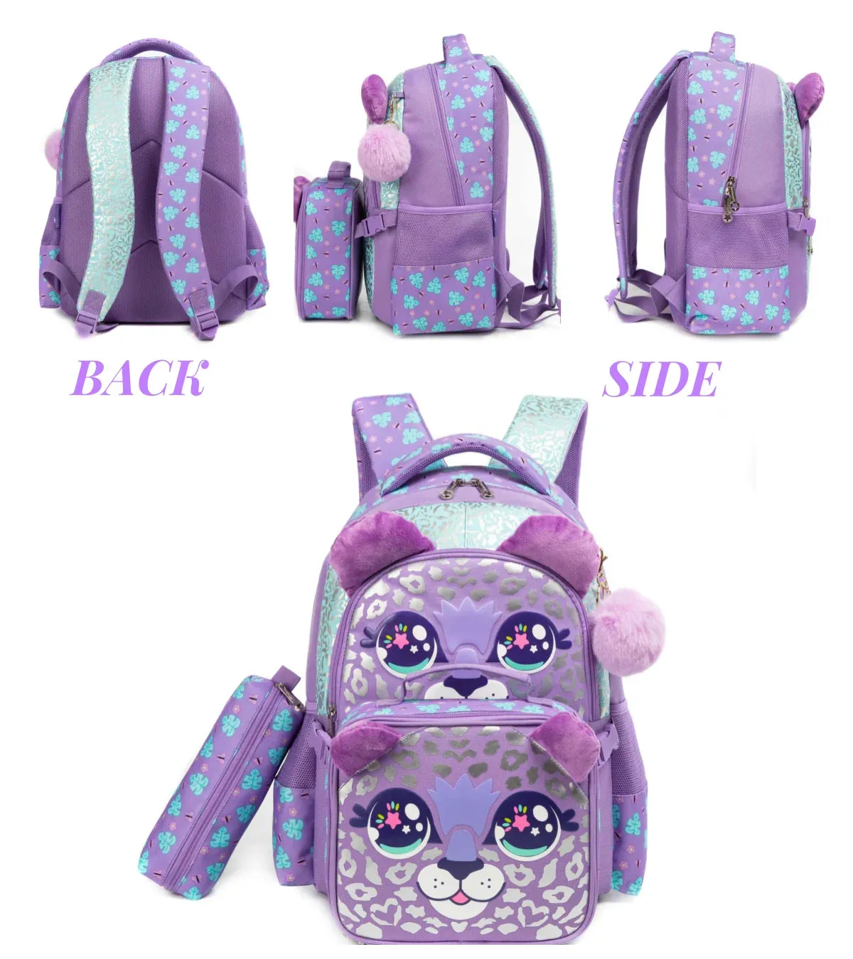 High Quality Leopard School Bag Set