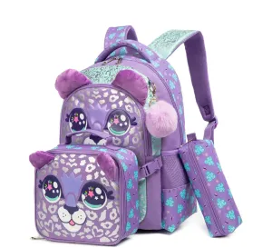 High Quality Leopard School Bag Set