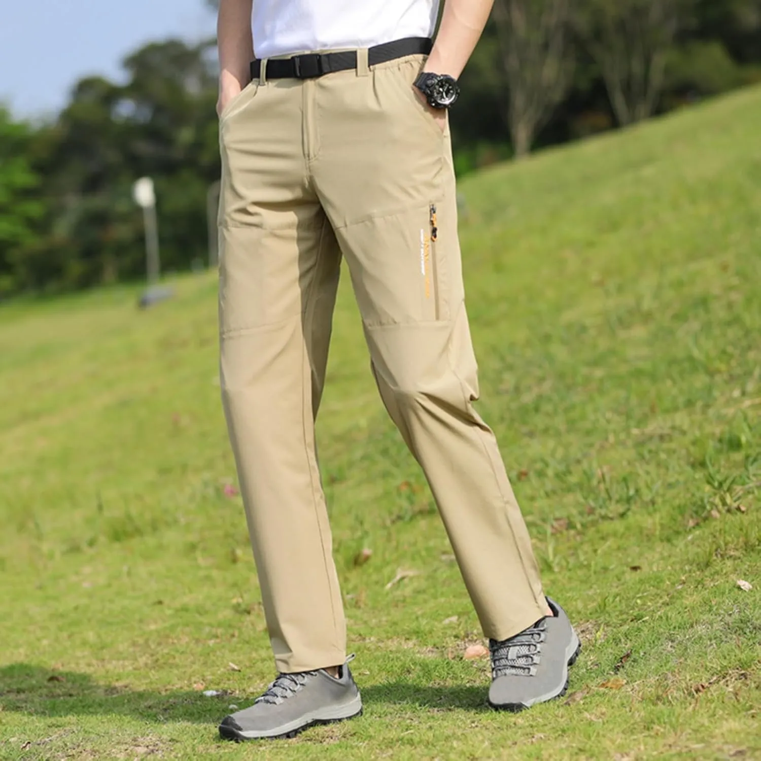 Hiking Pants Men with Belt 5 Pockets Waterproof Lightweight Quick Dry Travel Fishing Workout Outdoor Pant Active Wear