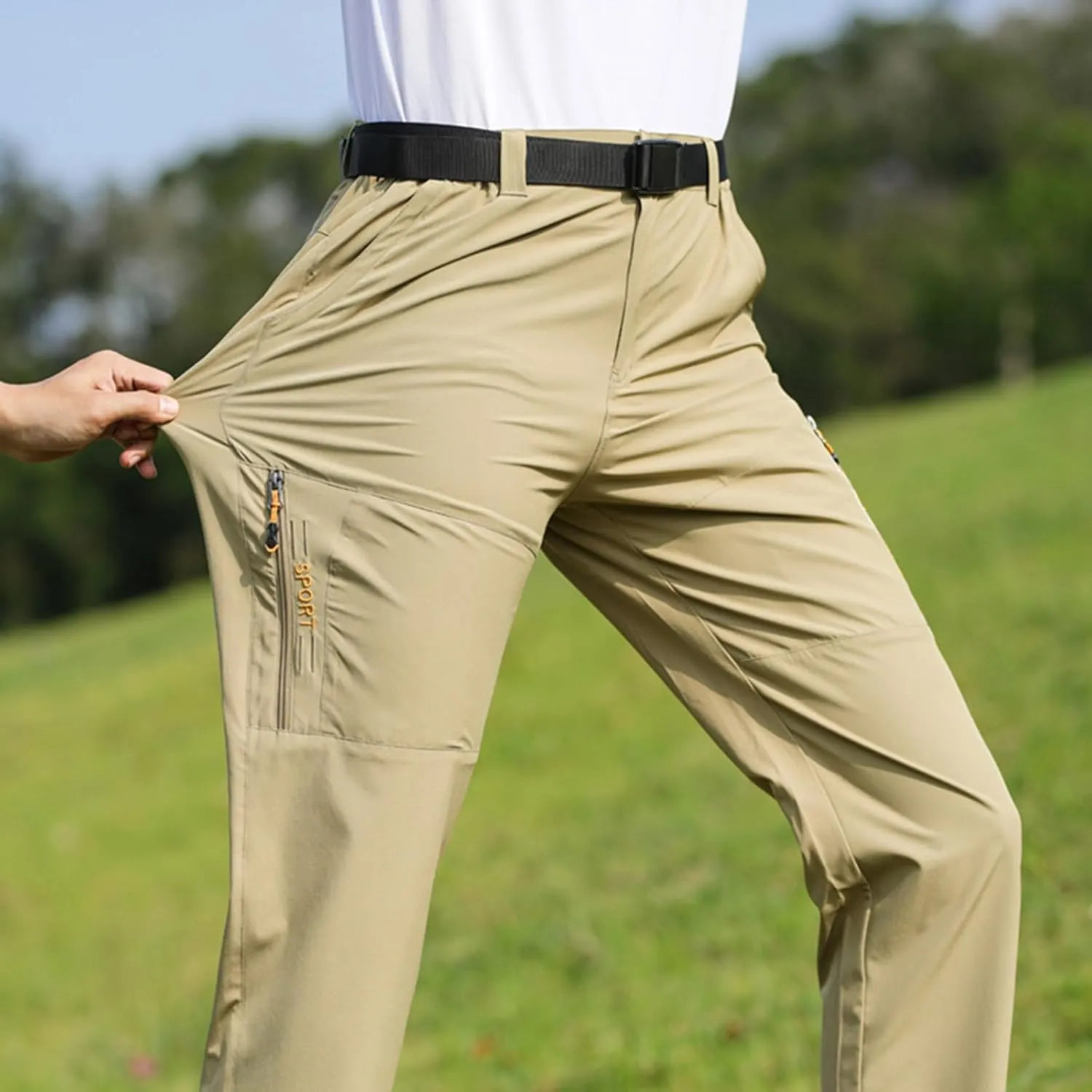 Hiking Pants Men with Belt 5 Pockets Waterproof Lightweight Quick Dry Travel Fishing Workout Outdoor Pant Active Wear