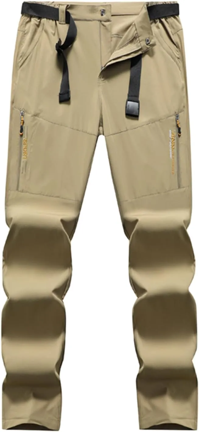 Hiking Pants Men with Belt 5 Pockets Waterproof Lightweight Quick Dry Travel Fishing Workout Outdoor Pant Active Wear