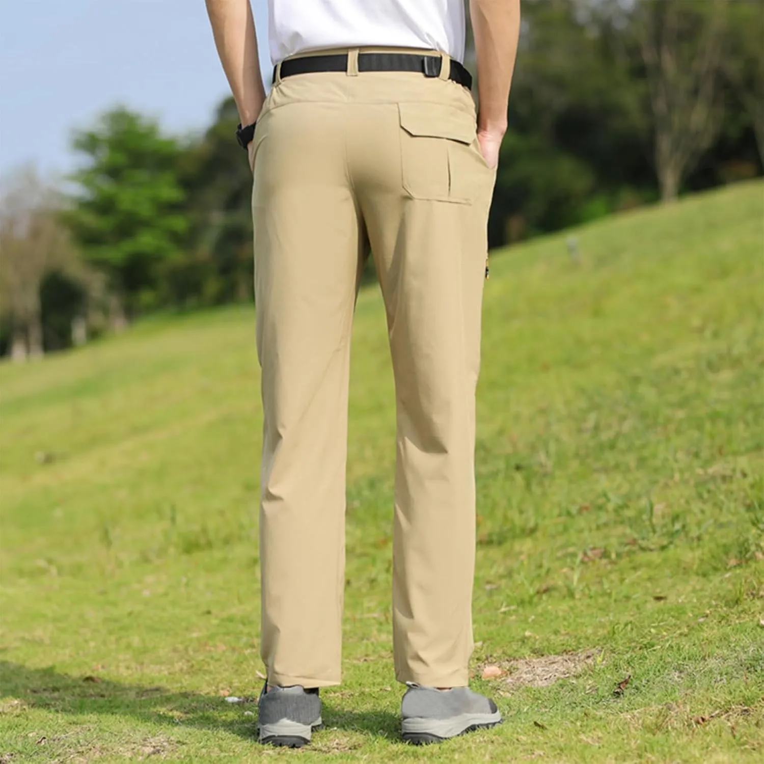 Hiking Pants Men with Belt 5 Pockets Waterproof Lightweight Quick Dry Travel Fishing Workout Outdoor Pant Active Wear