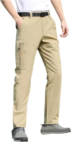 Hiking Pants Men with Belt 5 Pockets Waterproof Lightweight Quick Dry Travel Fishing Workout Outdoor Pant Active Wear