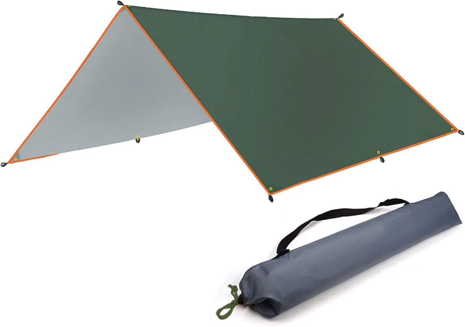 HIOD 3Mx3M Camping Tent Tarp with Tent Pole Waterproof Windproof Snowproof Outdoor Travel Tarpaulin, Green