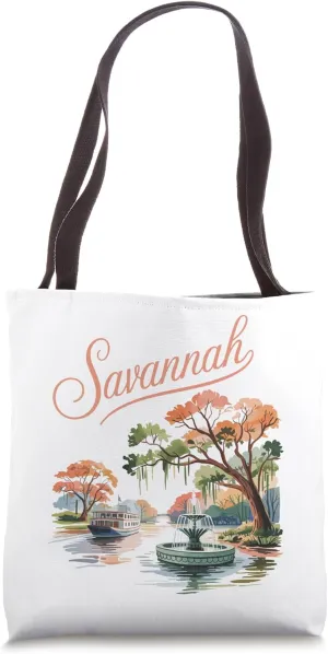 Historic Savannah Georgia Vintage Southern City Tote Bag